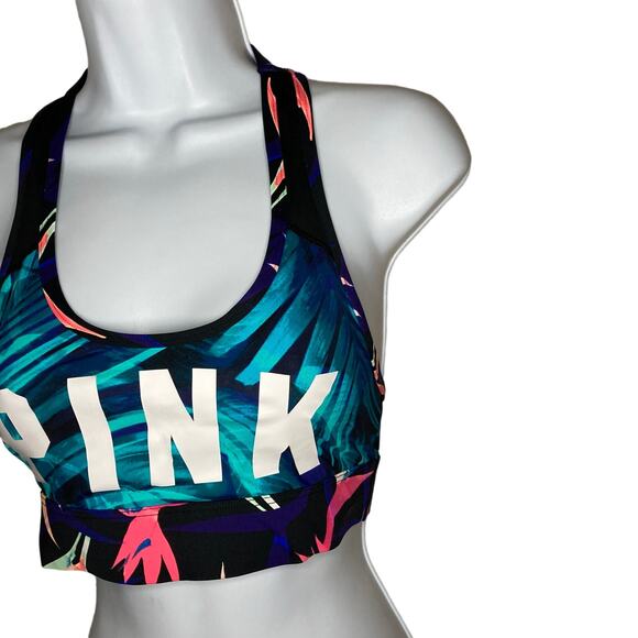 Victorias Secret PINK Racerback Sports Bra Graphic Tropical Print Active Size XS - Picture 9 of 15